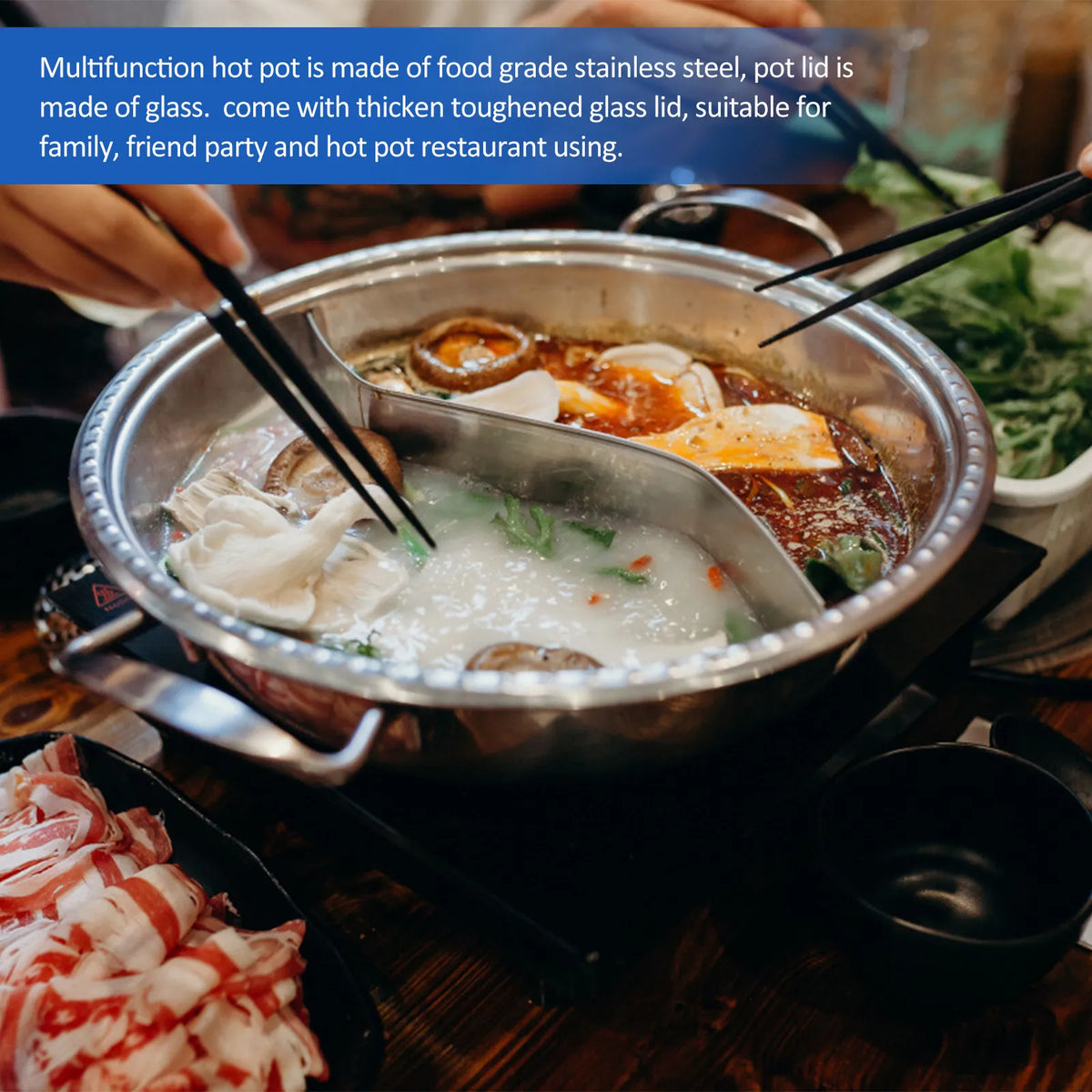 32cm Dual Section Stainless Steel Hot Pot – Glass Lid Hot Pot Cookware Richie's Default Title
