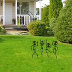 4pc Dancing Skeleton Garden Stakes – Halloween Lawn Decor Set Halloween Garden Stakes Richie's