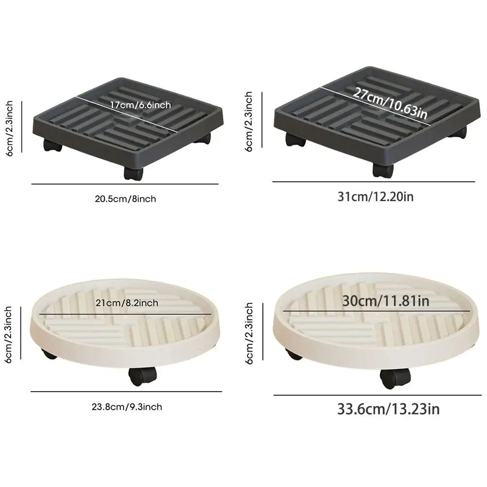 Mobile Plant Pot Stand Tray with Wheels – Round & Square Plant Pot Stand Tray Richie's