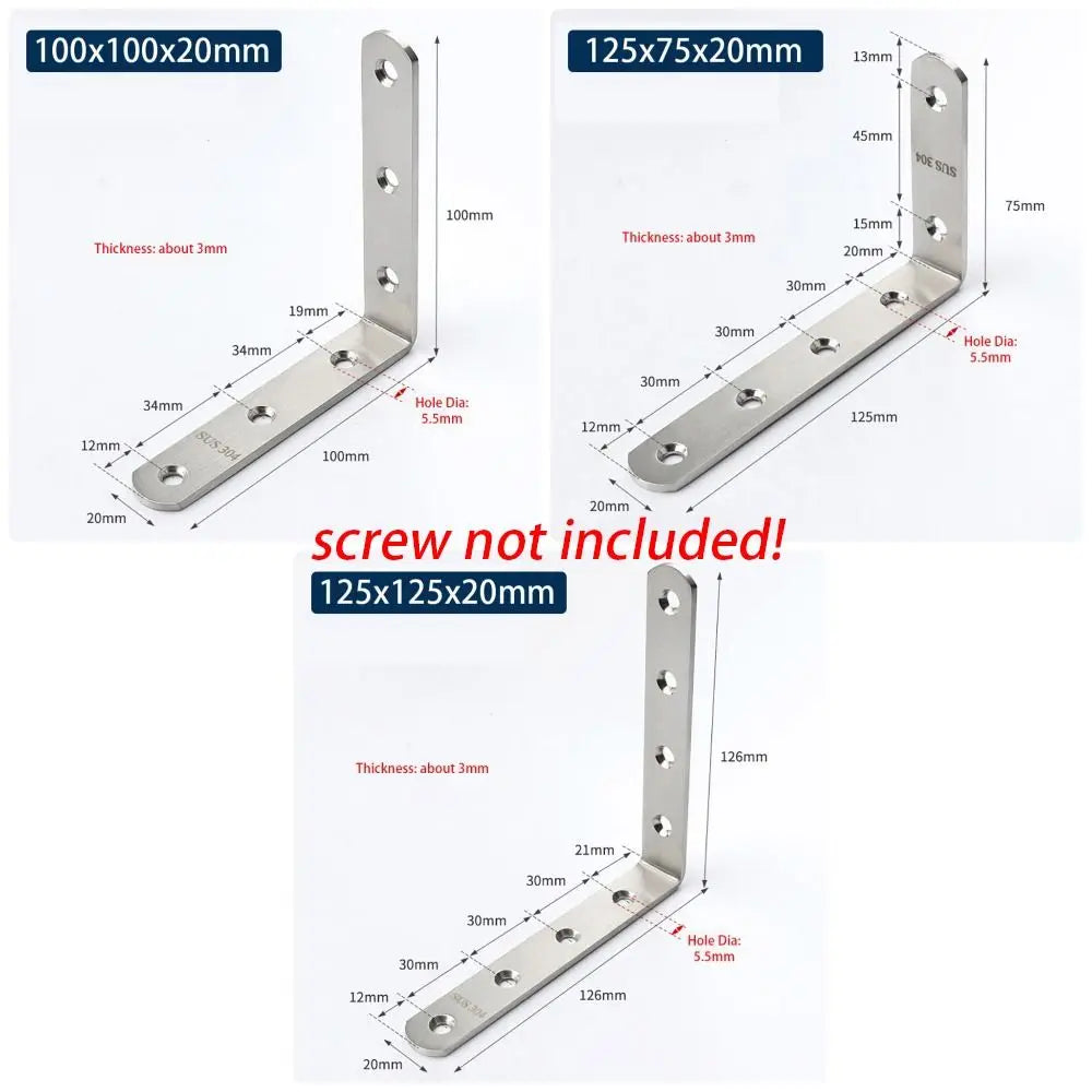 SUS304 Stainless Steel 90° Corner Bracket – Cabinet Furniture Brace Corner Bracket Richie's