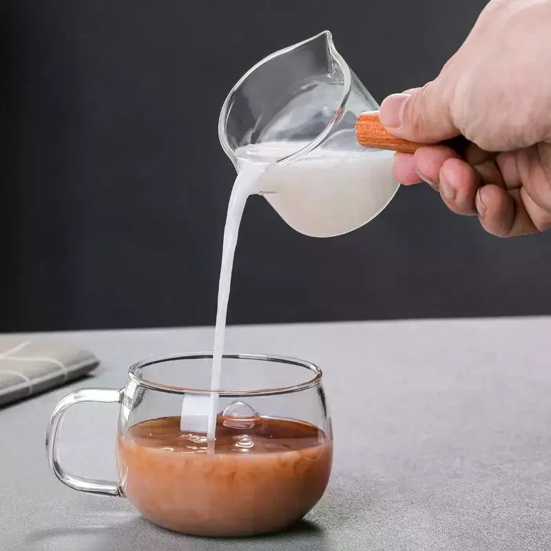Glass Espresso Measuring Cup with Wood Handle – ML & OZ Espresso Measuring Cup Richie's
