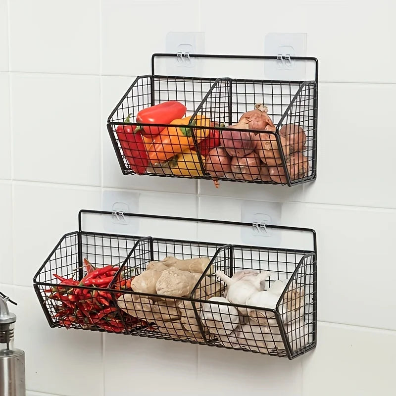 Wall-Mounted Kitchen Organizer Basket – Metal Veggie Storage Kitchen Storage Basket Richie's