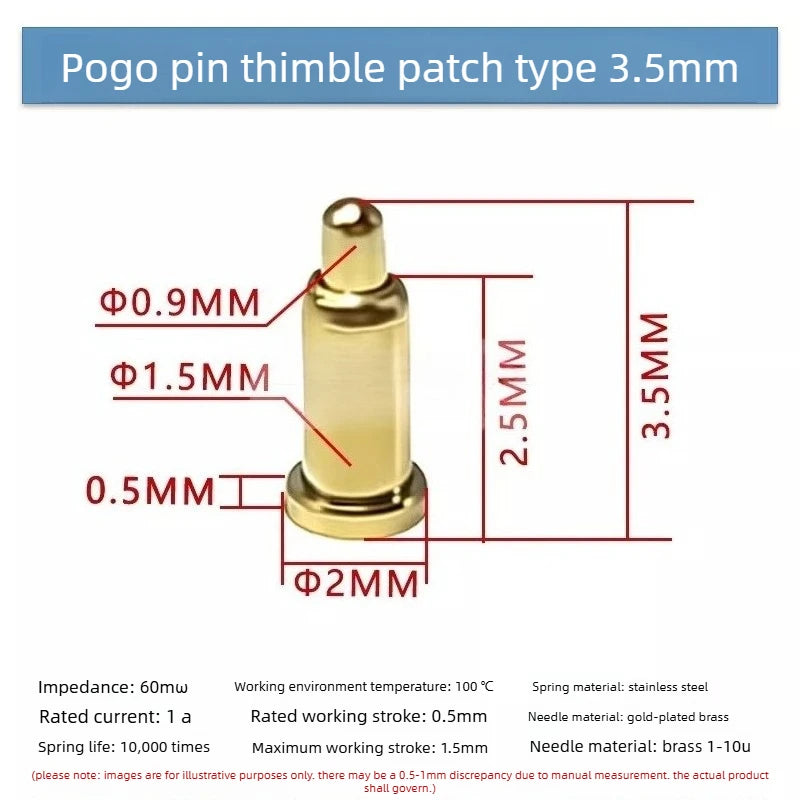 DIP SMD Double Spring PCB Pogo Pin Connectors 20/50/100 Pcs