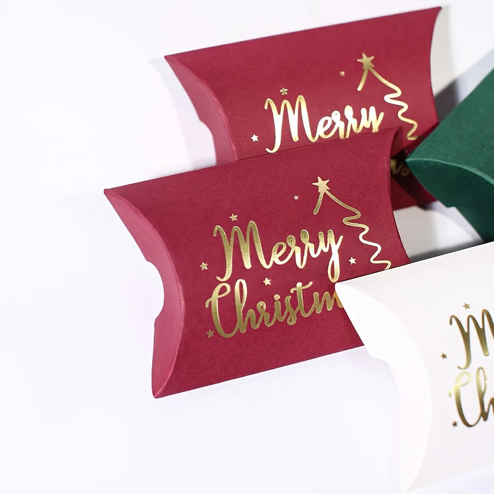 10pcs Golden Foil Christmas Pillow Gift Boxes – Small Wrap Gift Pillow Boxes Richie's