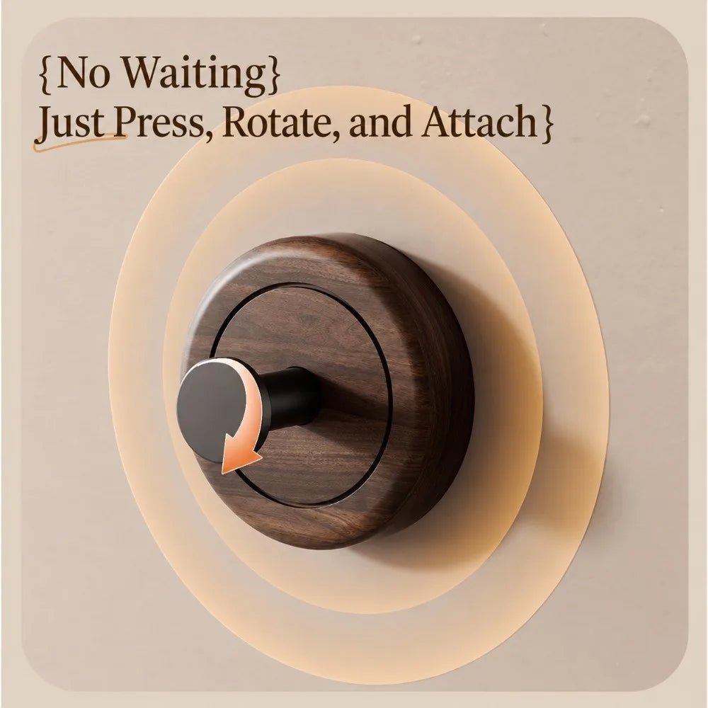Walnut Wood Suction Cup Hook – No-Drill Rotating Towel Hook Suction Cup Hook Richie's