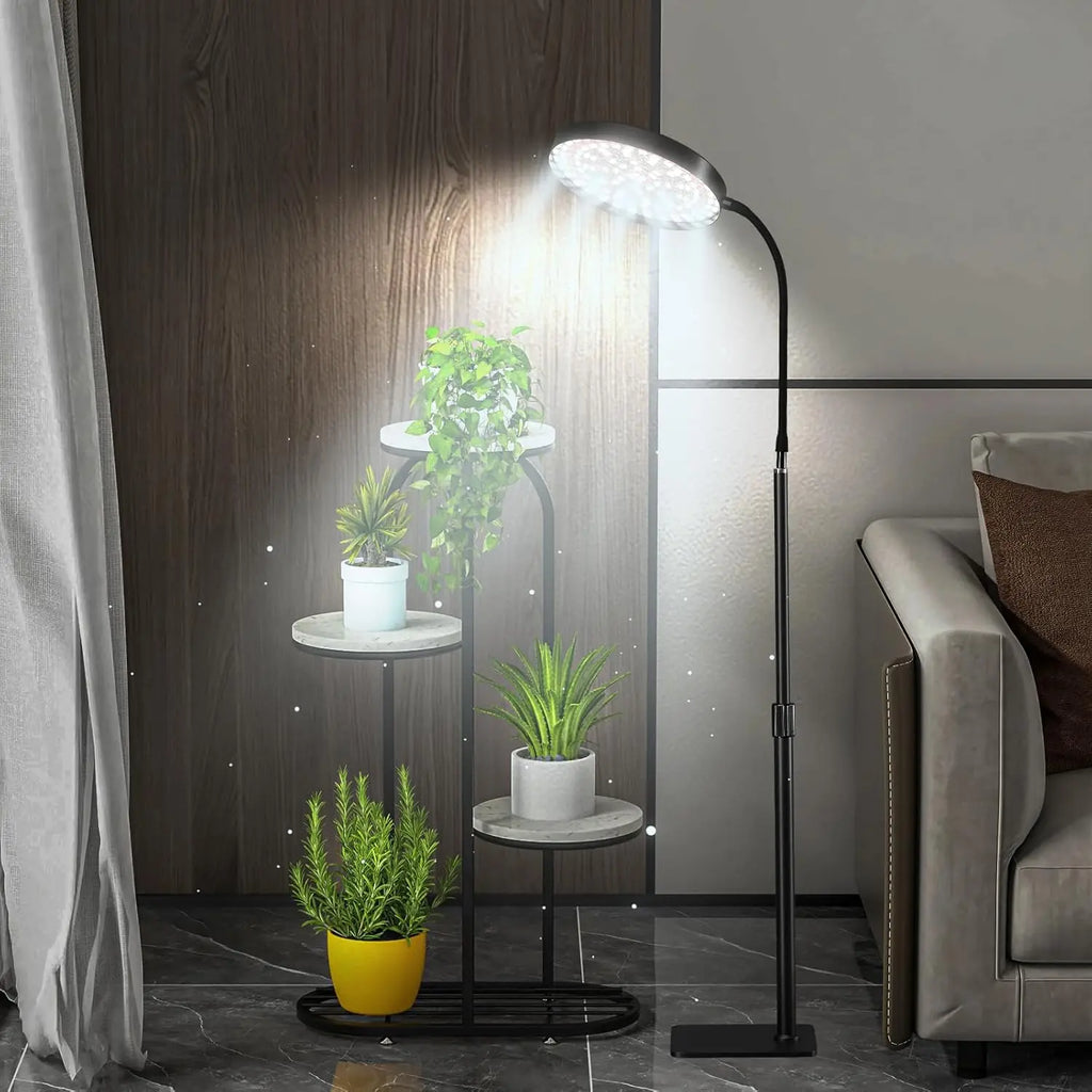 LED Floor Grow Light 6000K Full Spectrum, Stand & Auto Timer LED Grow Light Richie's UK Plug 6000K