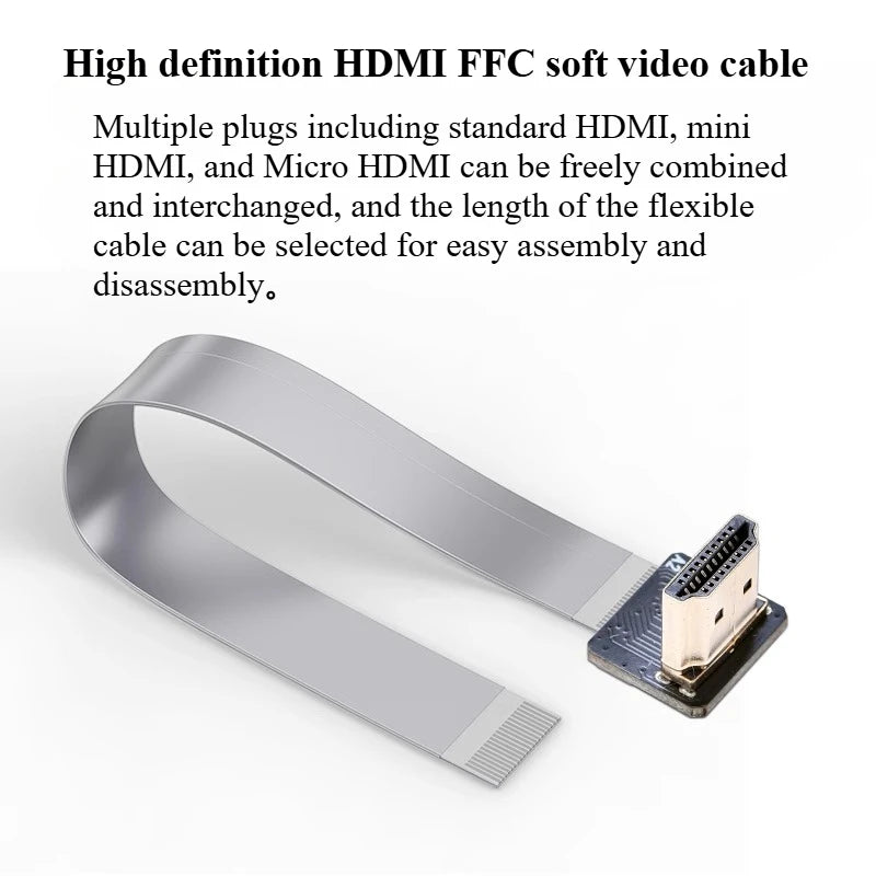 Raspberry Pi 4 Micro HDMI FFC Flat Cable 90° 20-Pin FPV HDMI FFC Cable Richie's