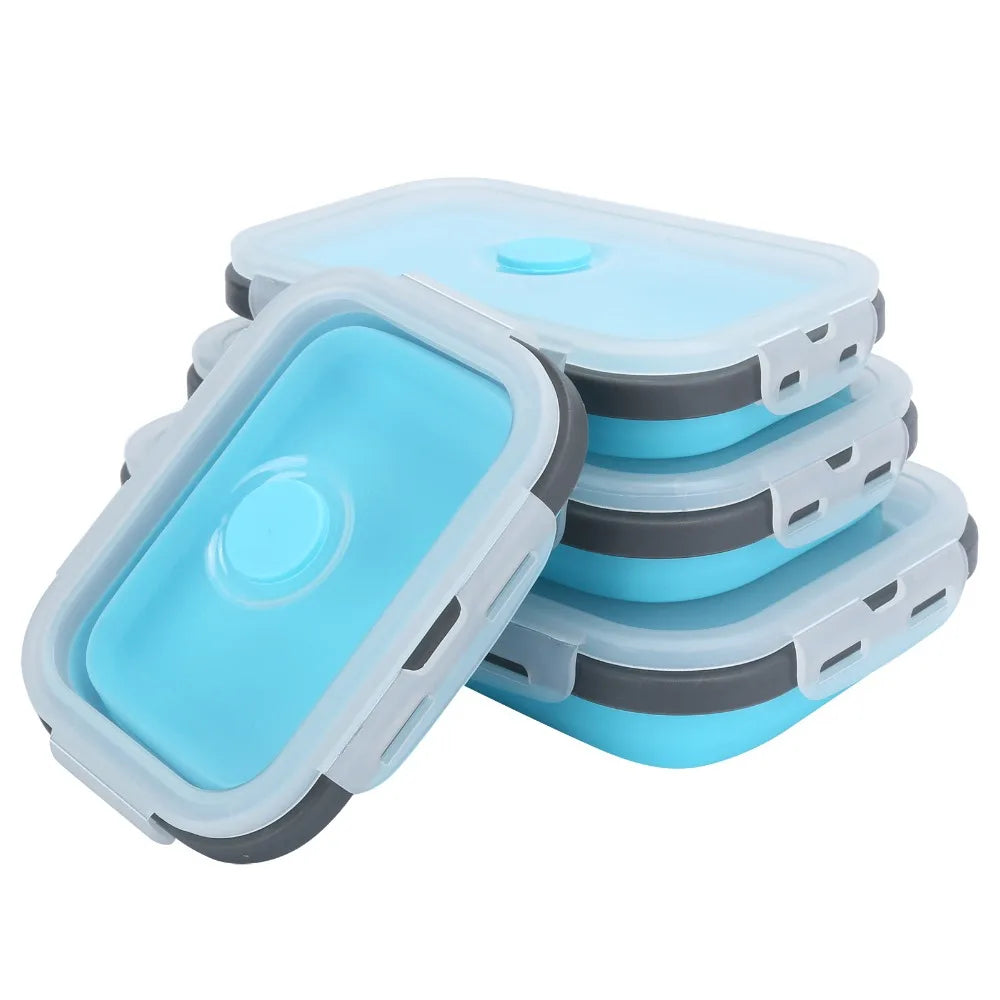 4-Pc Collapsible Silicone Bento Lunch Box Set – Stackable Collapsible Lunch Box Richie's