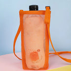 Mesh Water Bottle Holder Bag with Retractable Strap – 8 Colors Bottle Holder Bag Richie's orange