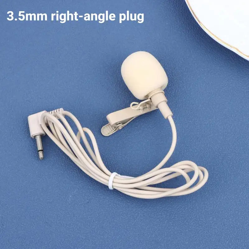 Beige Lavalier Lapel Clip Mic 80–20kHz Omnidirectional + 2 Covers Lavalier Microphone Richie's 3.5mm right angle
