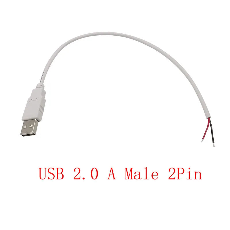 USB Connector Cable Micro USB Type C USB 2.0 A Male Female DIY USB Connector Cable Richie's USB Male 2Pin WH 1M 1Pcs