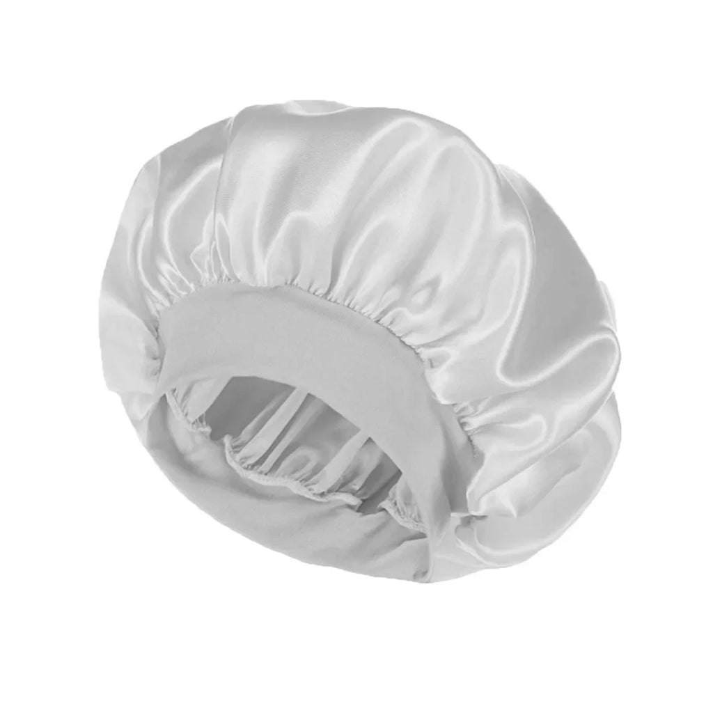 Satin Wide-Brim Sleeping Bonnet – Unisex Hair Care Night Cap Satin Sleep Bonnet Richie's Silver