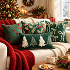 Chenille Christmas Tree Pillow Cover – Embroidered Holiday Cushion Throw Pillow Cover Richie's