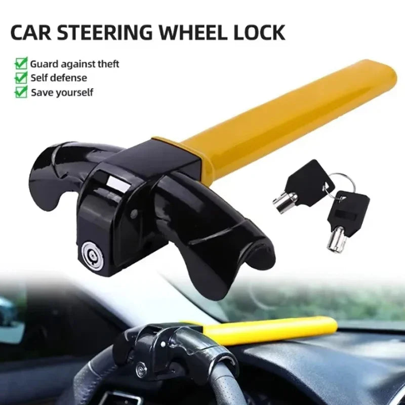 Universal T-Type Anti-Theft Car Steering Wheel Lock – Yellow Steering Wheel Lock Richie's