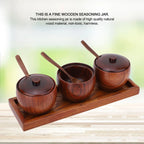 Wood Spice Jar Set with Spoons, Lids & Tray – 3-Piece Spice Jar Set Richie's