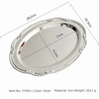 Vintage Embossed Silver Oval Tray – Metal Snack & Dessert Plate Metal Serving Tray Richie's L
