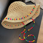Women's Handmade Crochet Straw Bucket Hat – Wide Brim Beach Straw Bucket Hat Richie's