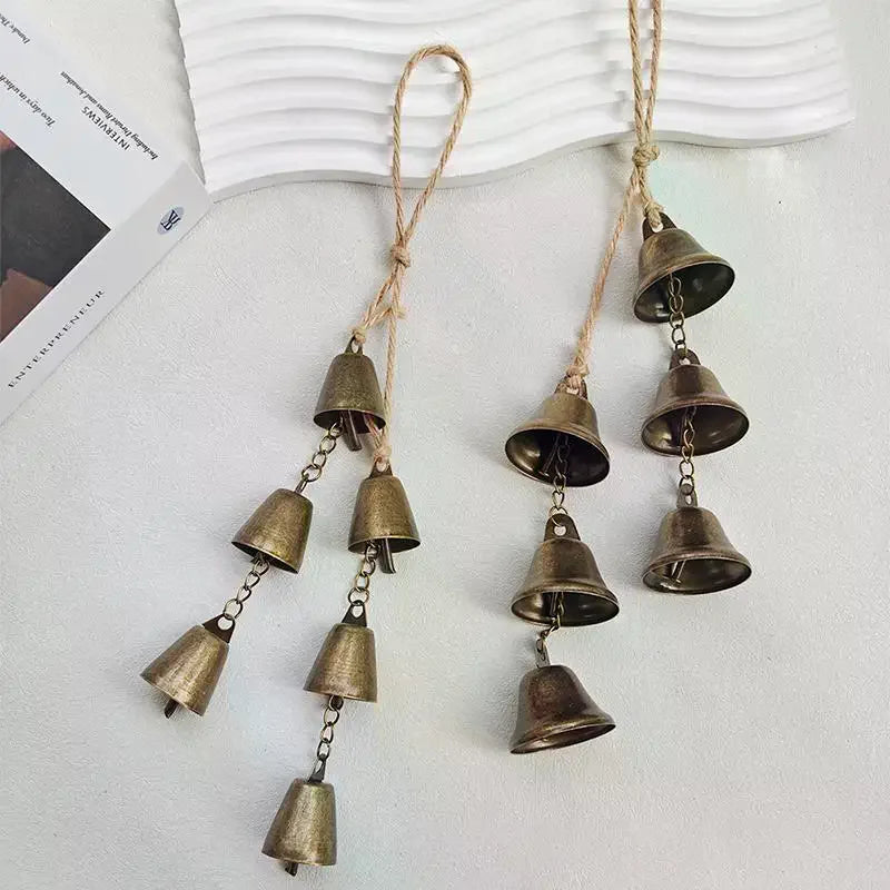 Vintage Brass Hanging Bells Rustic Wind Chime Wall Decor Hanging Bell Decor Richie's
