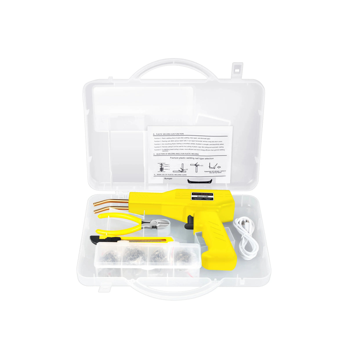 200W Rechargeable Plastic Welding Machine – Car Bumper Repair Plastic Welding Kit Richie's H200-1 yellow USB Type-C