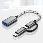 2-in-1 USB 3.0 OTG Cable Type-C & Micro USB to USB-A | 5Gbps OTG Adapter Cable Richie's Grey