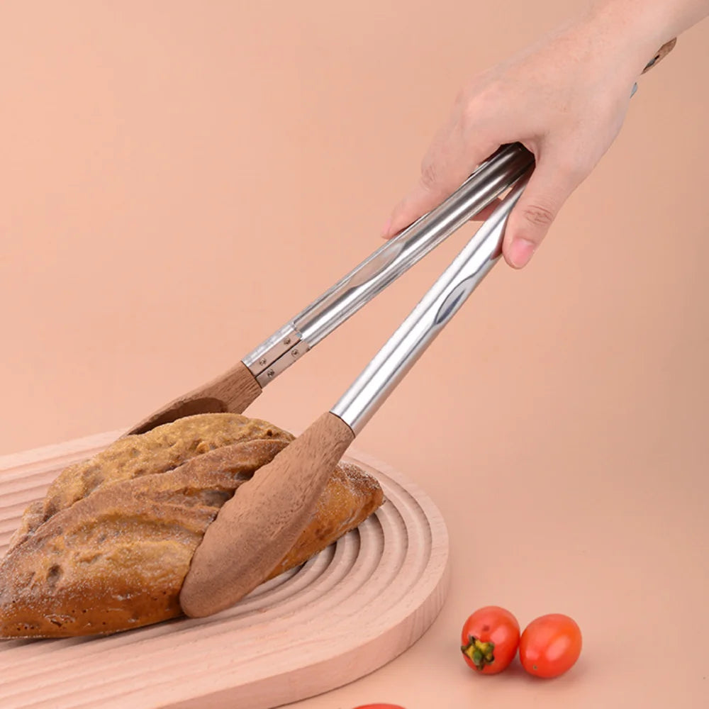 Non-Stick BBQ Grilling Tongs – Stainless Steel & Walnut Wood BBQ Grilling Tongs Richie's