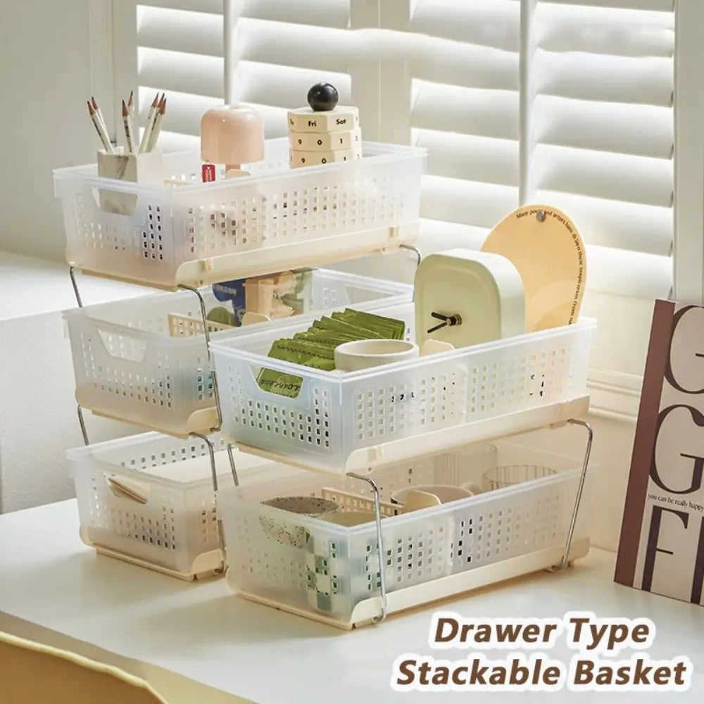 Stackable Storage Basket with Drawer – Desktop Organizer Stackable Storage Organizer Richie's