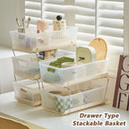 Stackable Storage Basket with Drawer – Desktop Organizer Stackable Storage Organizer Richie's