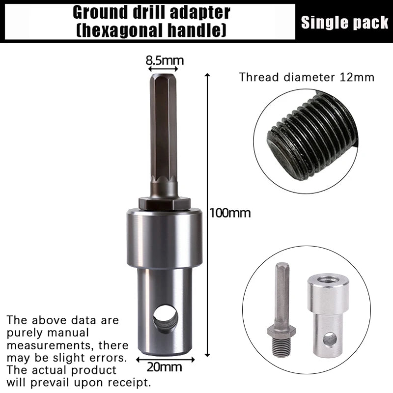 Earth Auger Adapter – 4 Interface Types, Cr-V Steel Auger Drill Adapter Richie's 04-1pc