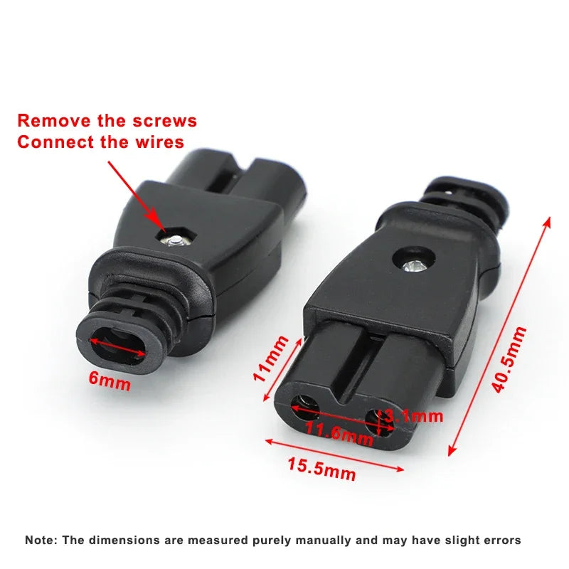C8 Male Socket & C7 Female Plug Set | AC 250V 2.5A Figure-8 Power Connector Set Richie's