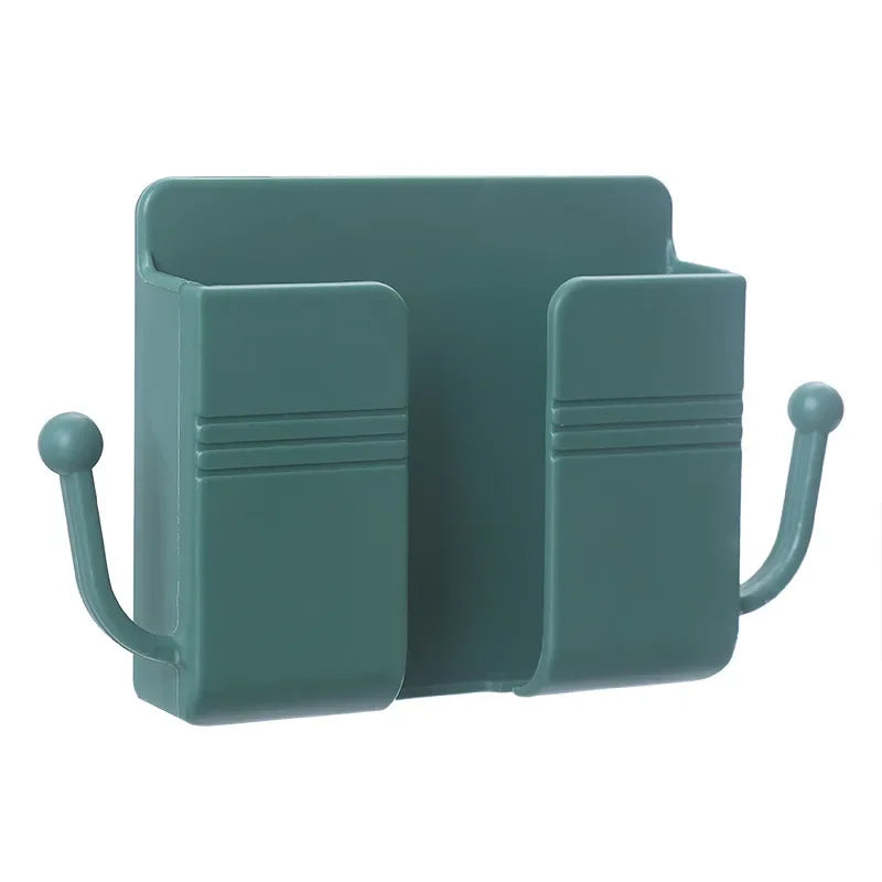 Wall Mount Phone Holder No-Drill Plug Bracket with Side Hook Phone Charging Bracket Richie's green-2pcs
