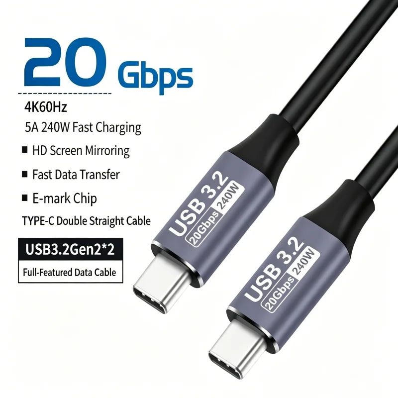 240W USB-C Cable 20Gbps 4K60Hz Fast Charging | FUCHU USB-C Cable Richie's