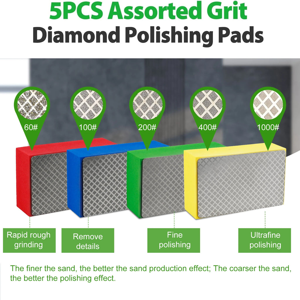 Diamond Hand Polishing Pads Set – Stone Tile Glass (4/5pcs) Abrasive Polishing Pads Richie's