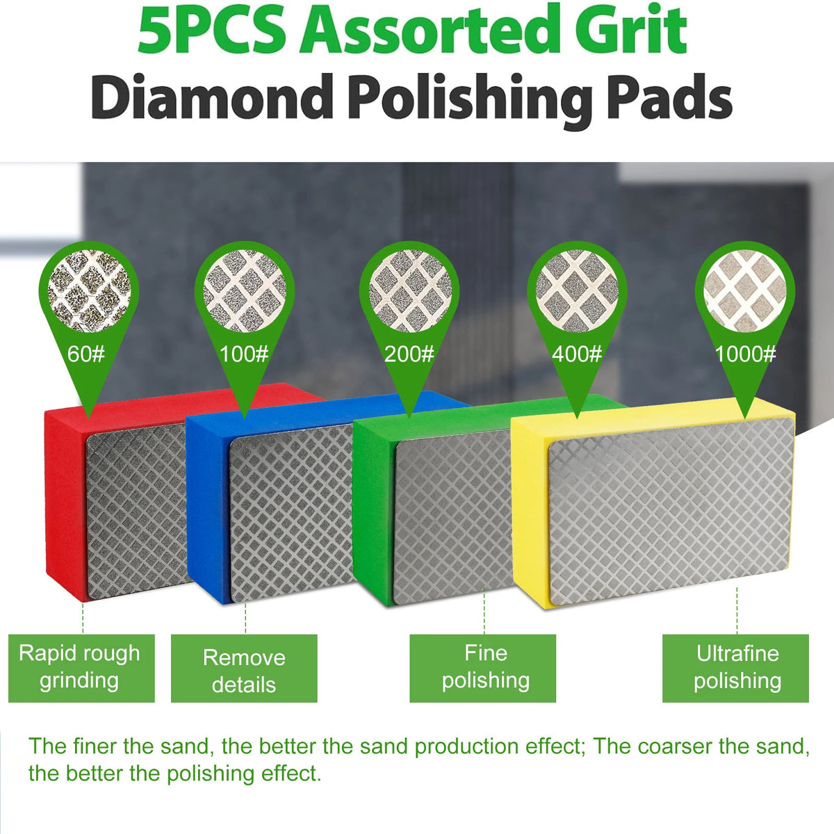 Diamond Hand Polishing Pads Set – Stone Tile Glass (4/5pcs) Abrasive Polishing Pads Richie's