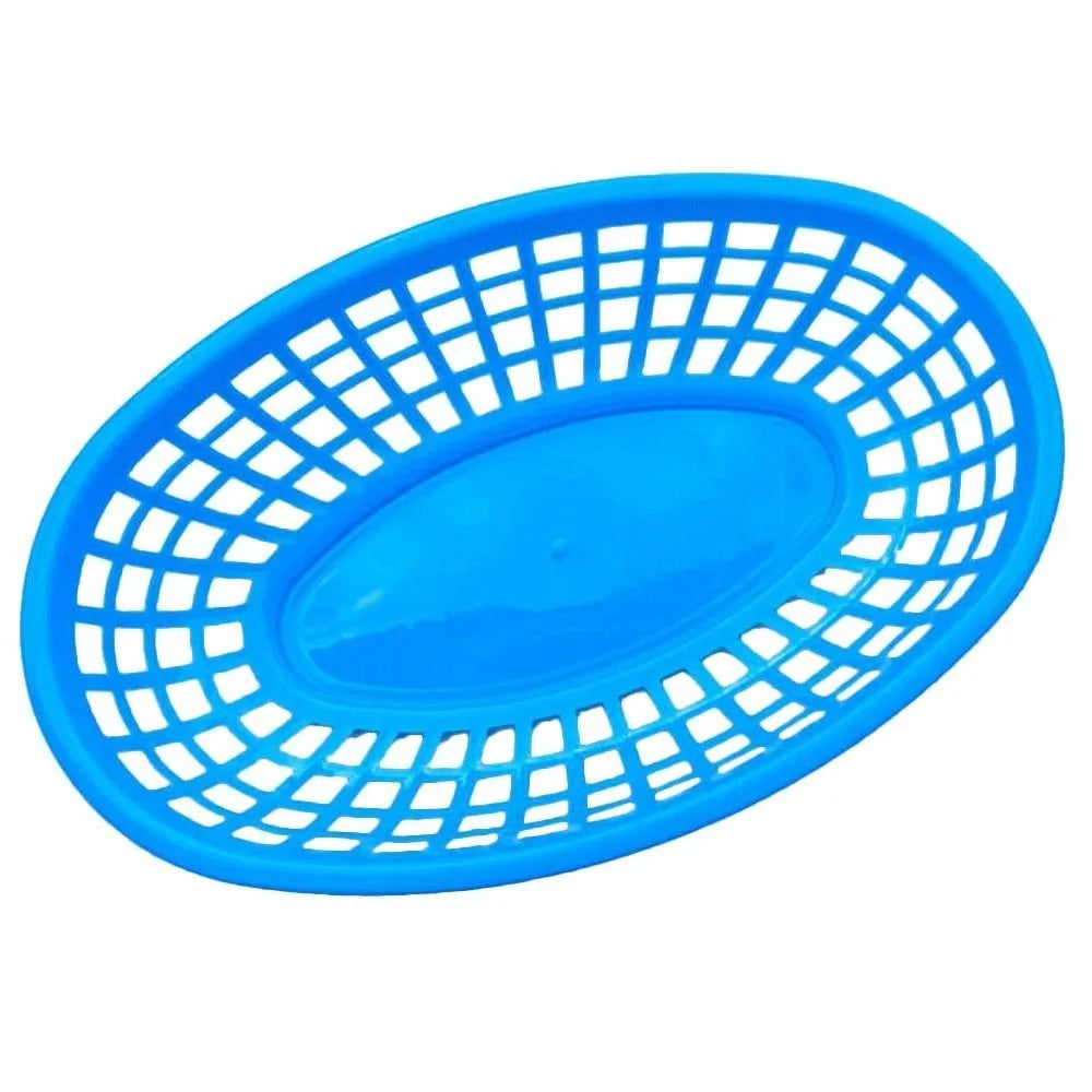 Reusable Oval Plastic Food Serving Basket – Snack & Hot Dog Tray Food Serving Basket Richie's Blue