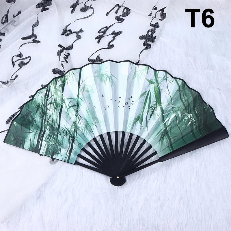 Silk & Bamboo Chinese Folding Fan – Hanfu Photography Prop Decorative Folding Fan Richie's T6