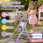 Pink Foldable Doll Stroller Pretend Play Toy – Girls Gift Doll Stroller Toy Richie's
