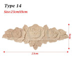 Unpainted Wood Carved Rose Flower Applique Furniture Ornament Wood Carved Applique Richie's type 14-23cmX9cm-