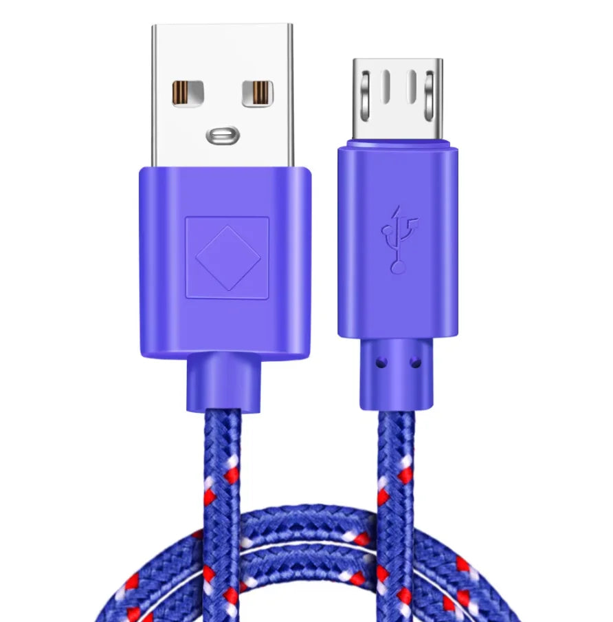 FUCHU 2m Nylon Braided Micro USB Fast Charging Cable – Multi-Color Micro USB Cable Richie's