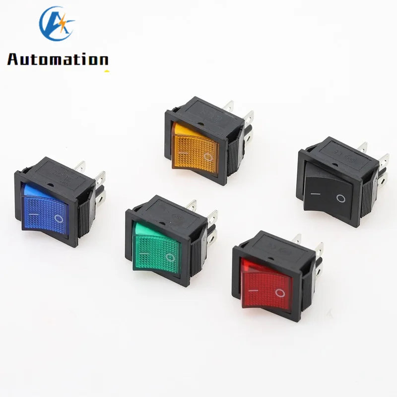 KCD4 Latching Rocker Switch 4/6 Pin with Light 16A 250V Rocker Switch Richie's