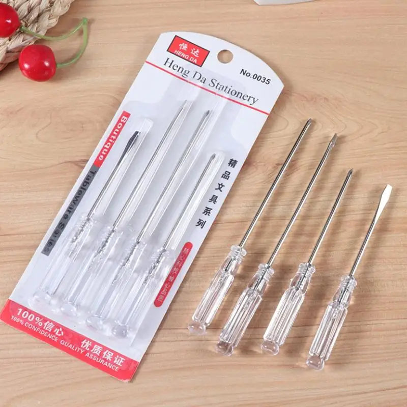 4-Piece Precision Screwdriver Set – Slotted & Cross Blue Handle Precision Screwdriver Set Richie's