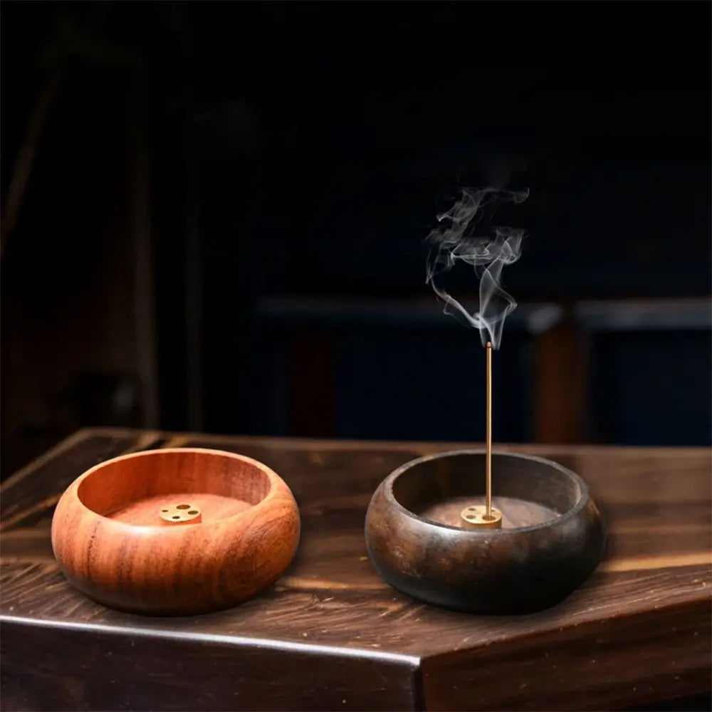 Wooden Incense Holder Bowl Heart Sutra Carved Mini Censer Incense Holder Richie's