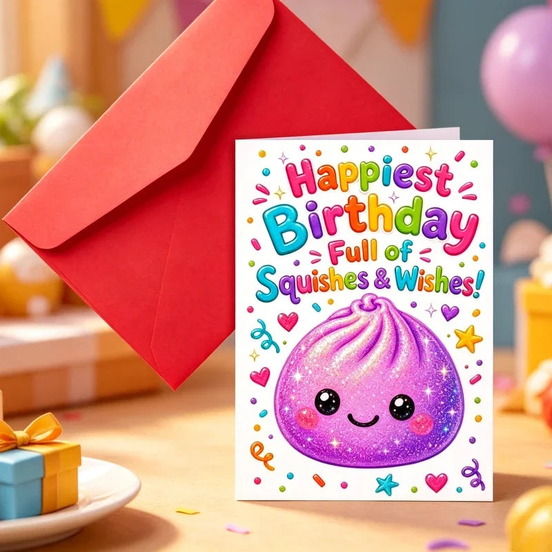 Purple Dumplings Birthday Card – Cute Gift for Food Lovers Greeting Card Richie's