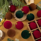 12pcs Flocked Christmas Ball Ornaments Vintage 6cm Set Christmas Ball Ornaments Richie's