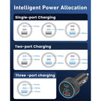 67W 3-Port Car Charger Dual USB-C PD & USB-A Fast Charging Car Charger Adapter Richie's