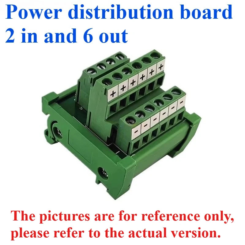 DIN Screw Terminal Block PCB Power Distribution Splitter Screw Terminal Block Richie's 2 in 6 out 1PCS