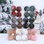 4PCS Flocked Christmas Ball Ornaments 6cm Xmas Tree Pendants Christmas Tree Ornaments Richie's