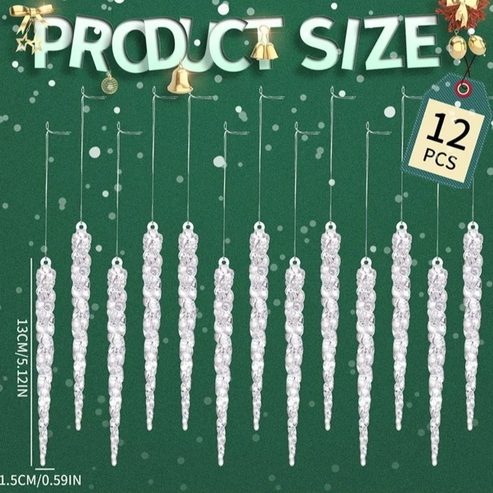 12pcs Crystal Clear Acrylic Christmas Icicle Ornaments Christmas Ornaments Richie's