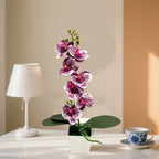 7-Bloom Artificial Pink Orchid Potted Plant | Faux Bonsai Artificial Potted Flower Richie's Style E