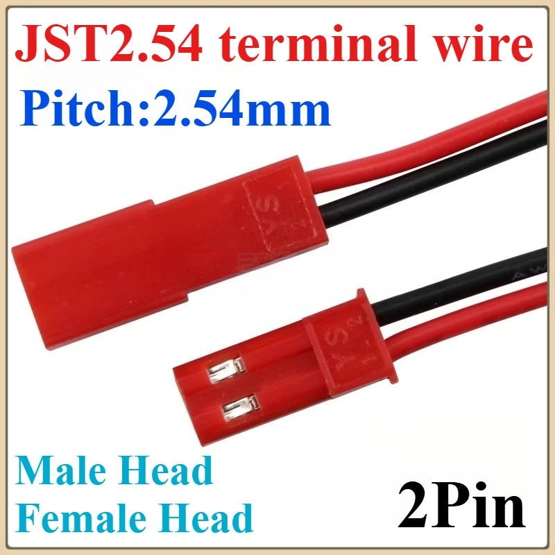10Pcs 2-Pin JST Plug Connector Male Female Wire 10–30cm JST Wire Connector Richie's