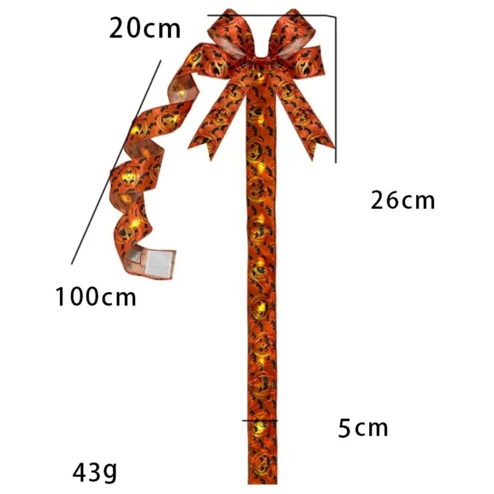 Halloween Printed Bow Decoration with Long Hanging Tails Halloween Bow Decoration Richie's
